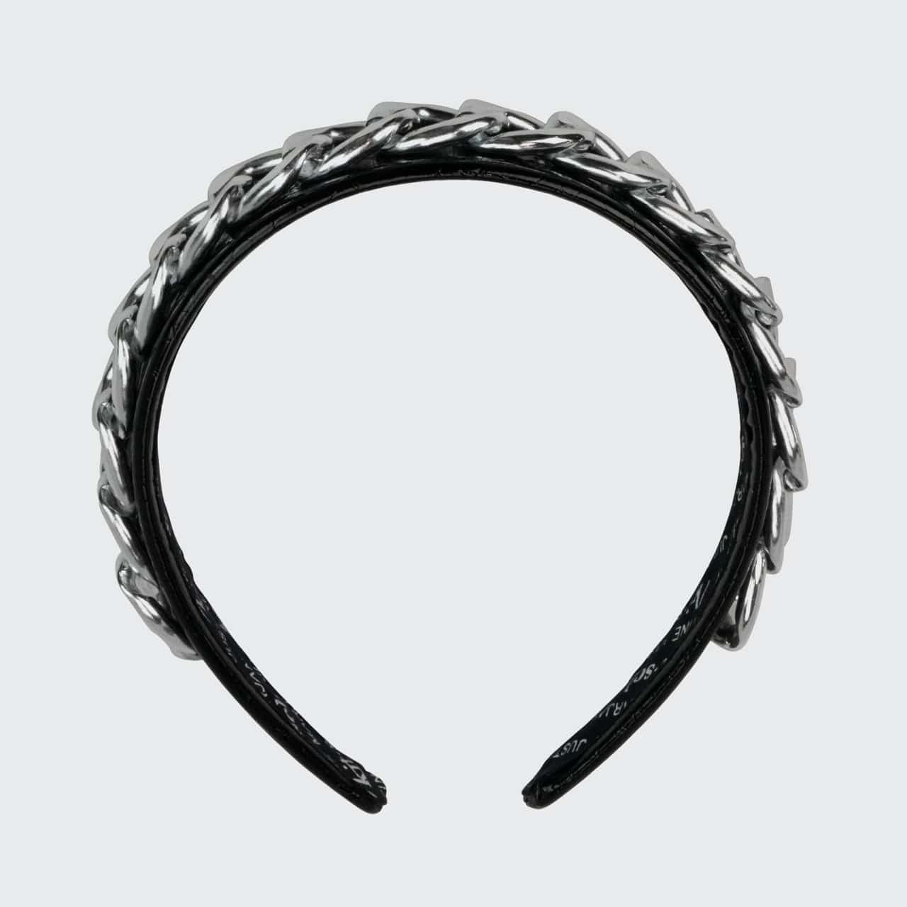 Lack-Stirnband mit Kette - Schwarz