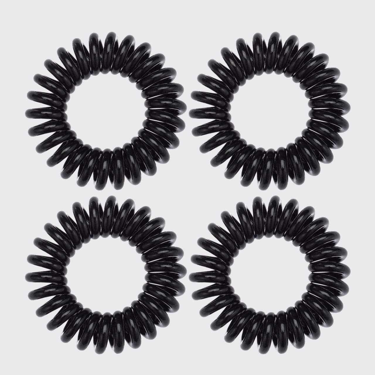 Spiral-Haargummis, 4er-Pack – Schwarz