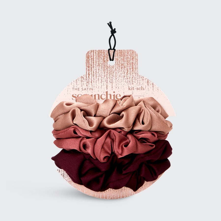 Holiday Satin Scrunchies 6pc -Mulberry Spice