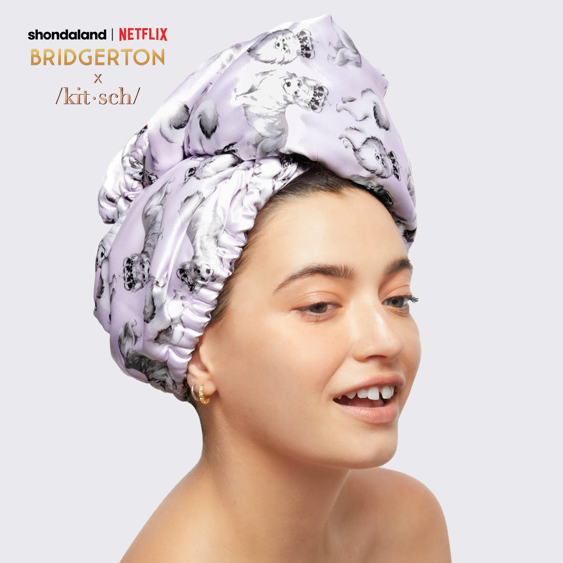 Satin-Wrapped Hair Towel in Royal Corgi