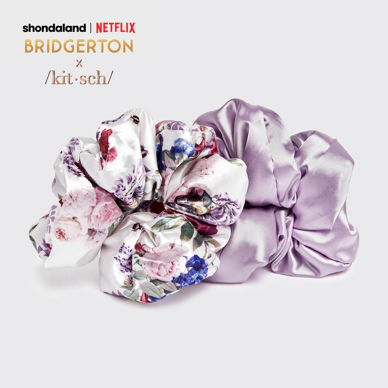Bridgerton x Kitsch Satin Pillow Chouchous - Floral