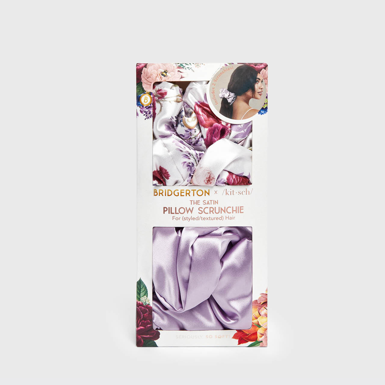 Bridgerton x Kitsch Satin Pillow Scrunchies - Floral