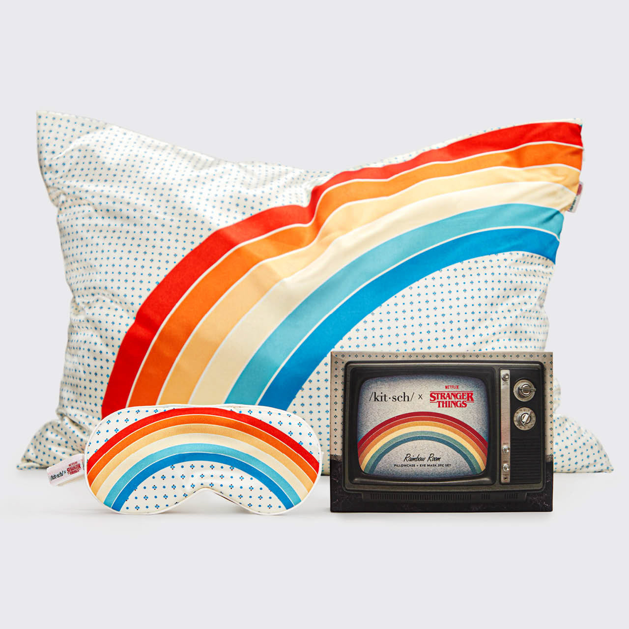 Stranger Things X Kitsch Rainbow Room Pillowcase + Eye Mask 2pc Set | KITSCH