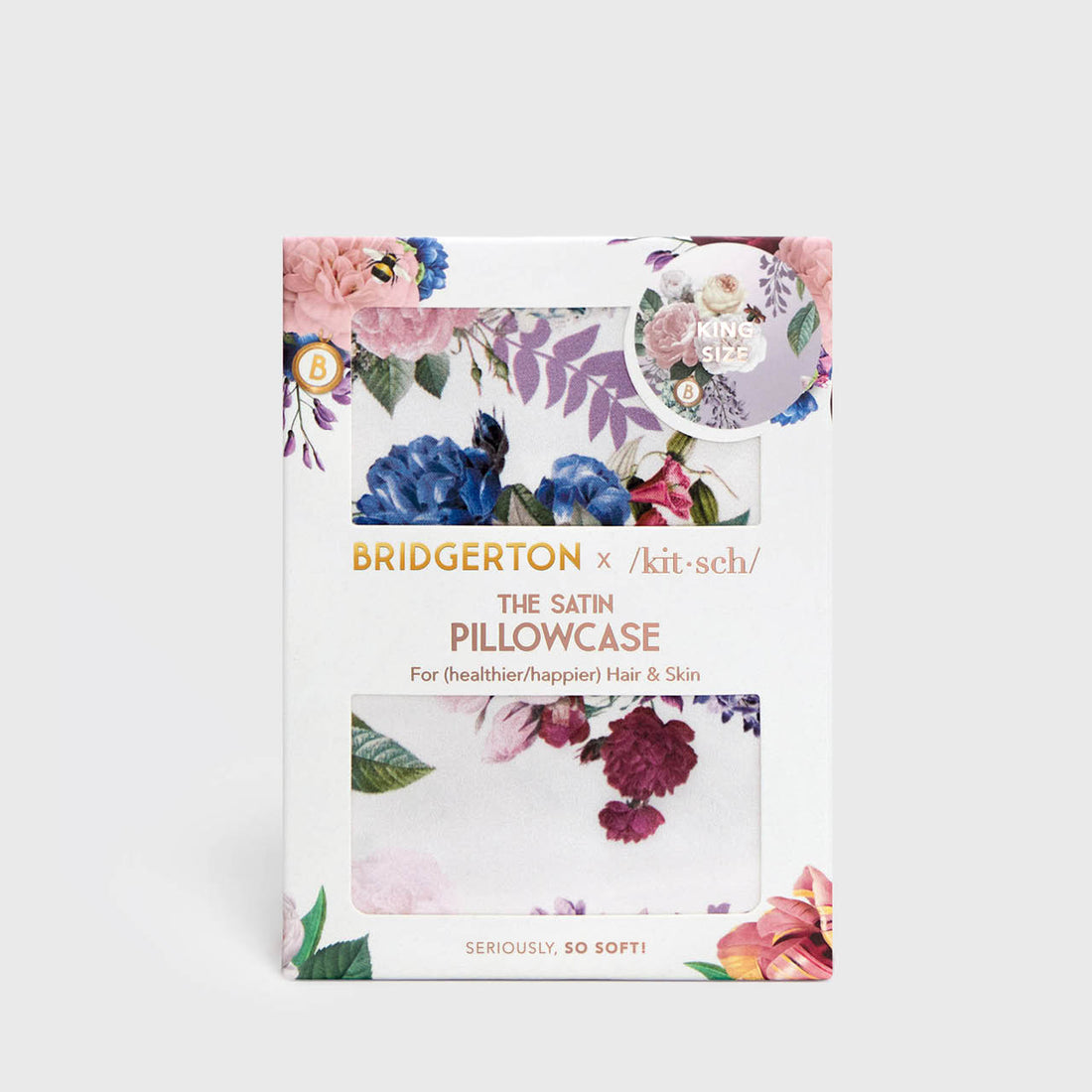 Bridgerton x Kitsch Satin-Kissenbezug – Blumenmuster (King)