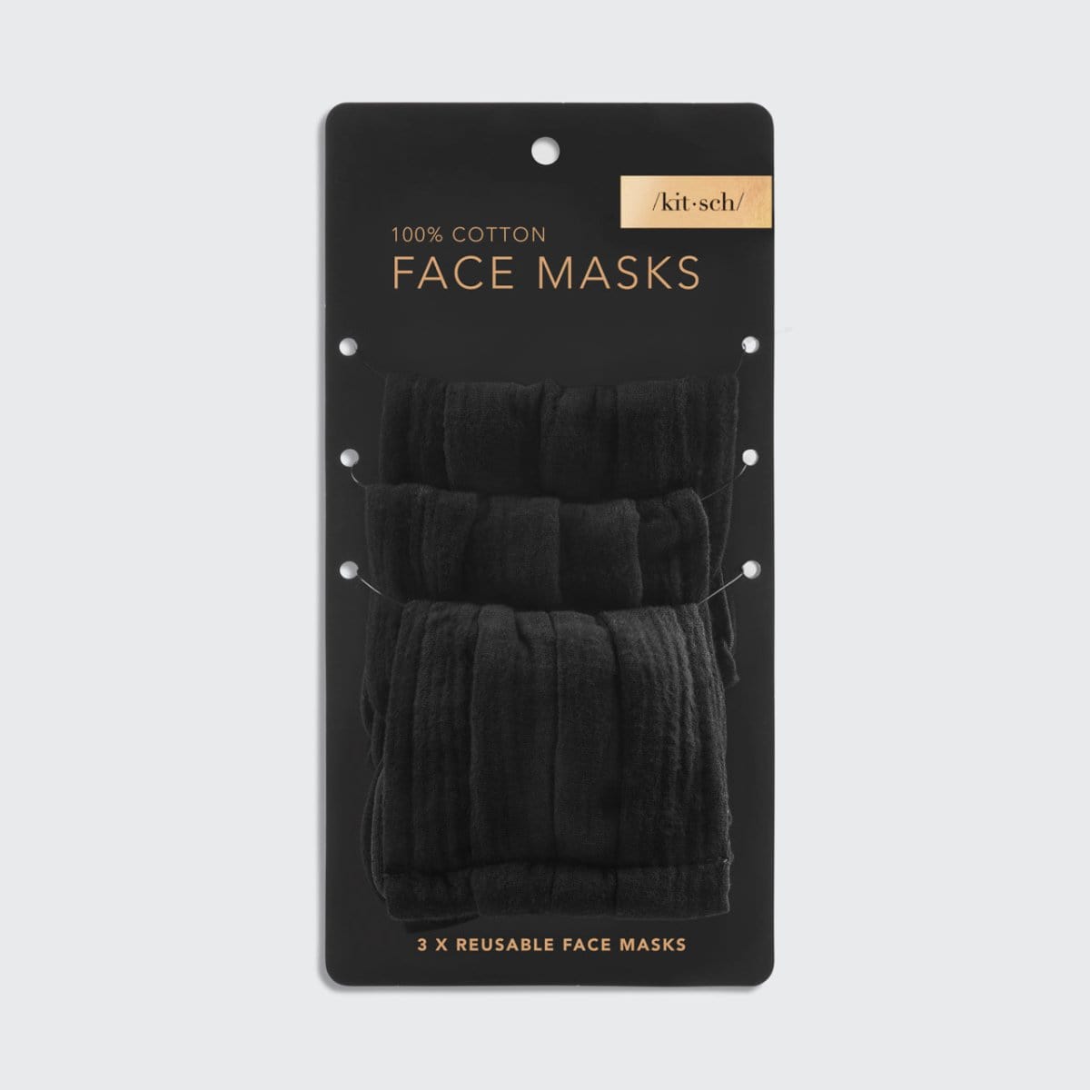 Baumwoll-Gesichtsmaske Schwarz 3er-Pack