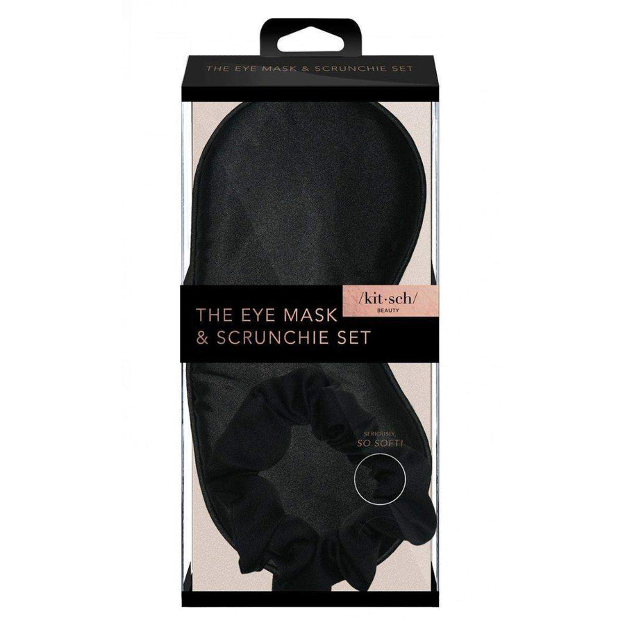 Eyemask & Sleep scrunchie set - Black Sleep KITSCH 