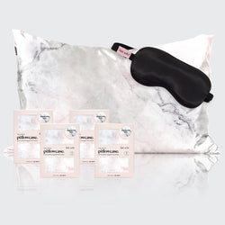Luxe Satin Pillowcase & Eye Mask Bundle -  Marble